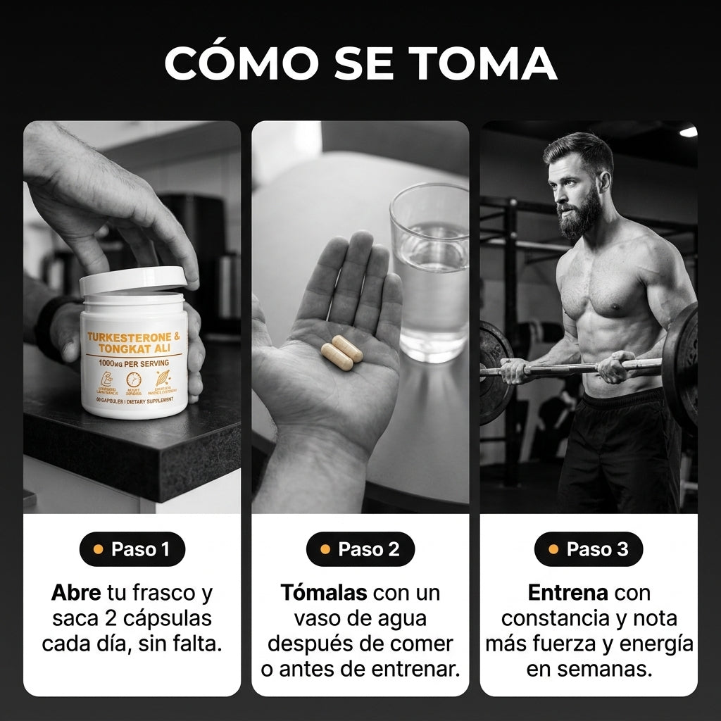 Suplemento de turkesterona y tongkat ali 1000 mg