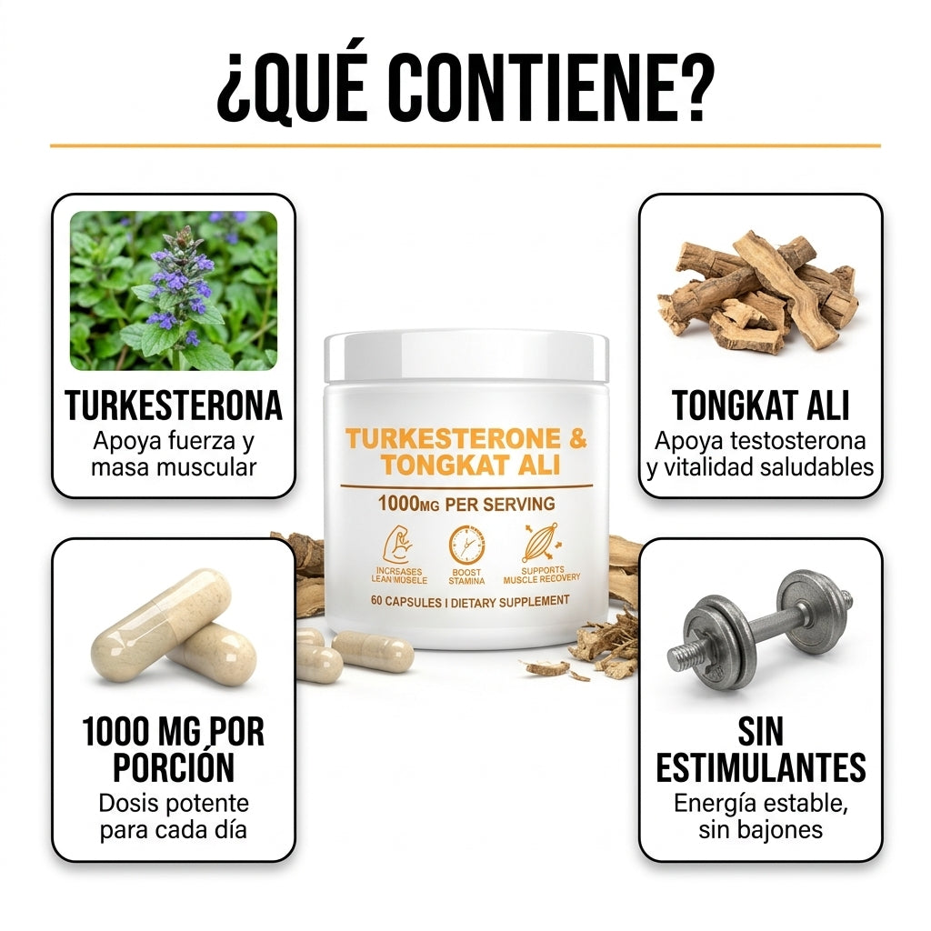 Suplemento de turkesterona y tongkat ali 1000 mg