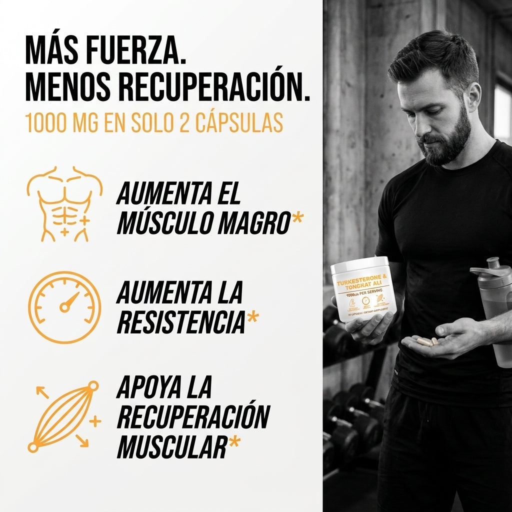 Suplemento de turkesterona y tongkat ali 1000 mg